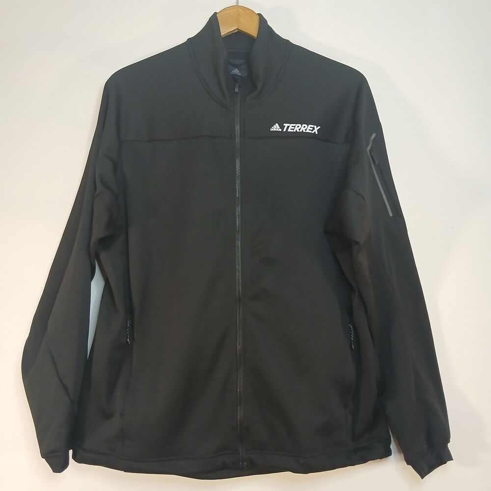Adidas Terrex Jacket Mens XL Black Fleece Full Zip Outdoor Hiking Technical